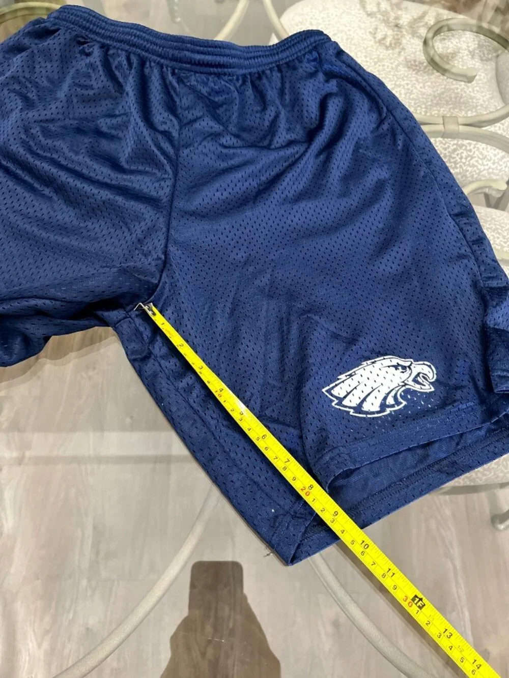 Navy Blue A4 Mens Large Mesh Athletic Shorts With Embroidered Eagle Logo